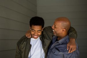 father and son discussing addiction and family